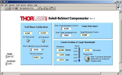 Thorlabs · Software for the Soleil-Babinet Compensator RS-232 Interface