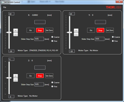 Thorlabs · MCM3000 Microscopy Controllers Software