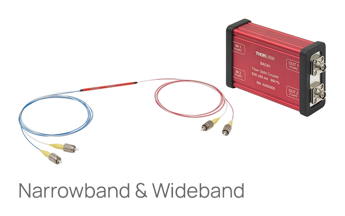 Thorlabs · 630 nm, Single Mode Fused Fiber Optic Couplers / Taps
